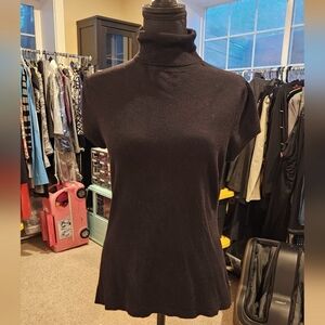 Women's Ann Taylor Black Short Sleeved Turtleneck Sweater Size M